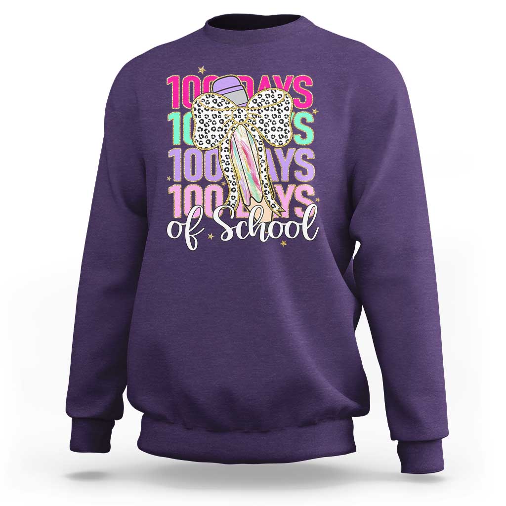 Retro Coquette 100 Days Of School Sweatshirt for Schoolgirls Teacher