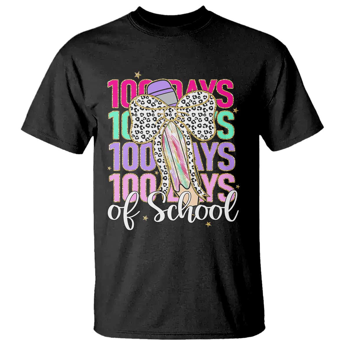 Retro Coquette 100 Days Of School T Shirt for Schoolgirls Teacher
