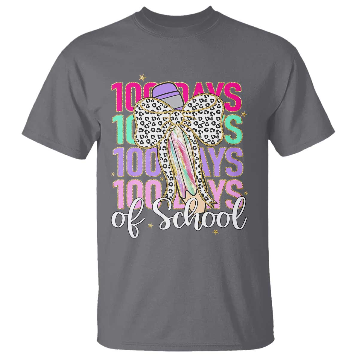 Retro Coquette 100 Days Of School T Shirt for Schoolgirls Teacher