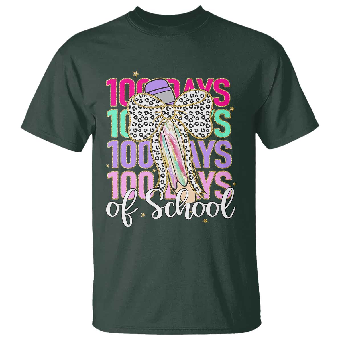 Retro Coquette 100 Days Of School T Shirt for Schoolgirls Teacher