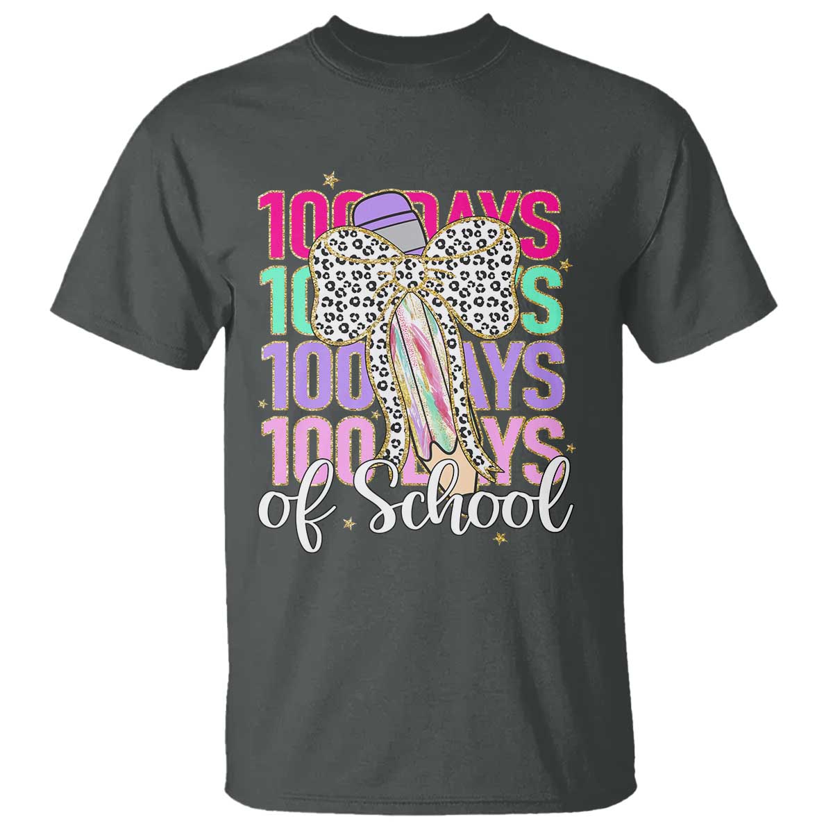 Retro Coquette 100 Days Of School T Shirt for Schoolgirls Teacher