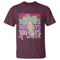 Retro Coquette 100 Days Of School T Shirt for Schoolgirls Teacher