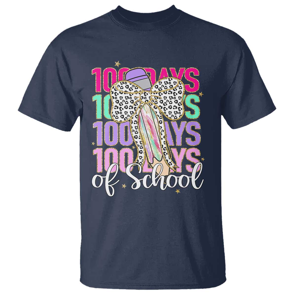 Retro Coquette 100 Days Of School T Shirt for Schoolgirls Teacher