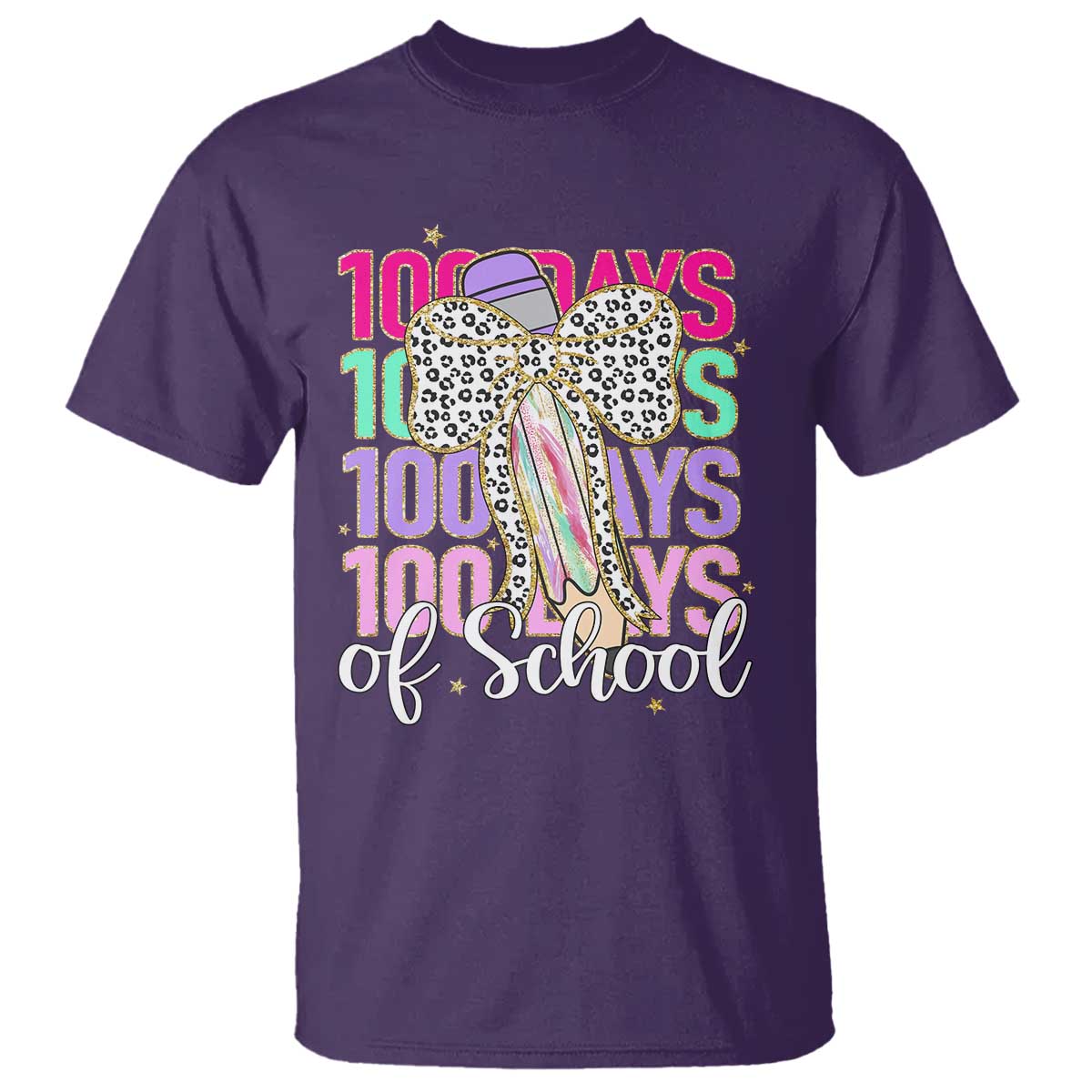Retro Coquette 100 Days Of School T Shirt for Schoolgirls Teacher