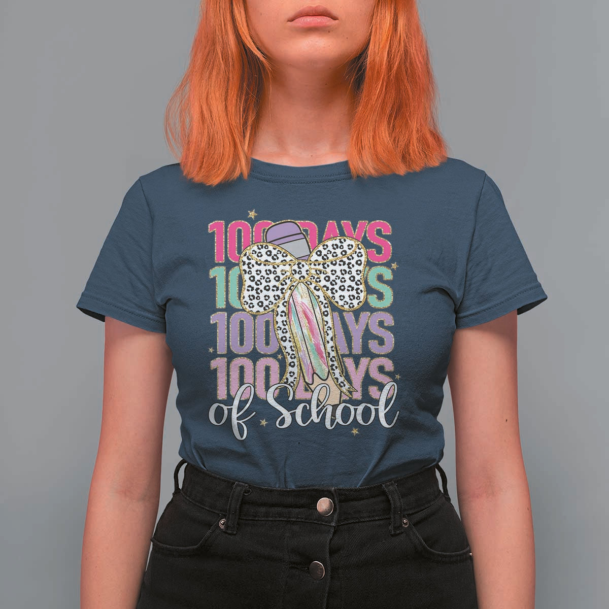 Retro Coquette 100 Days Of School T Shirt For Women for Schoolgirls Teacher