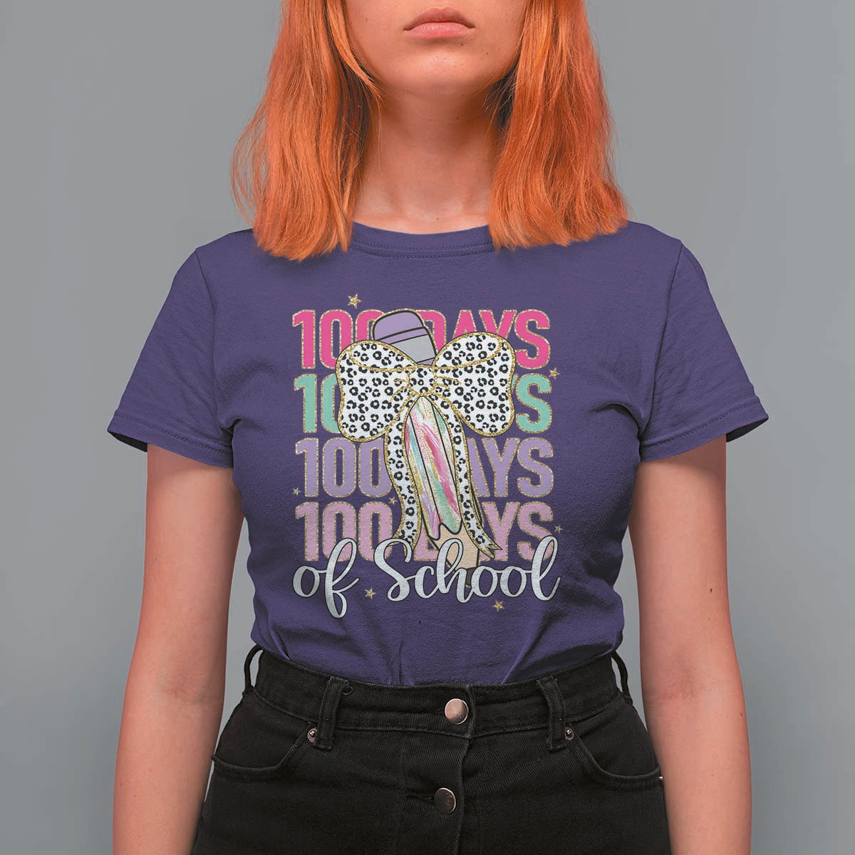 Retro Coquette 100 Days Of School T Shirt For Women for Schoolgirls Teacher
