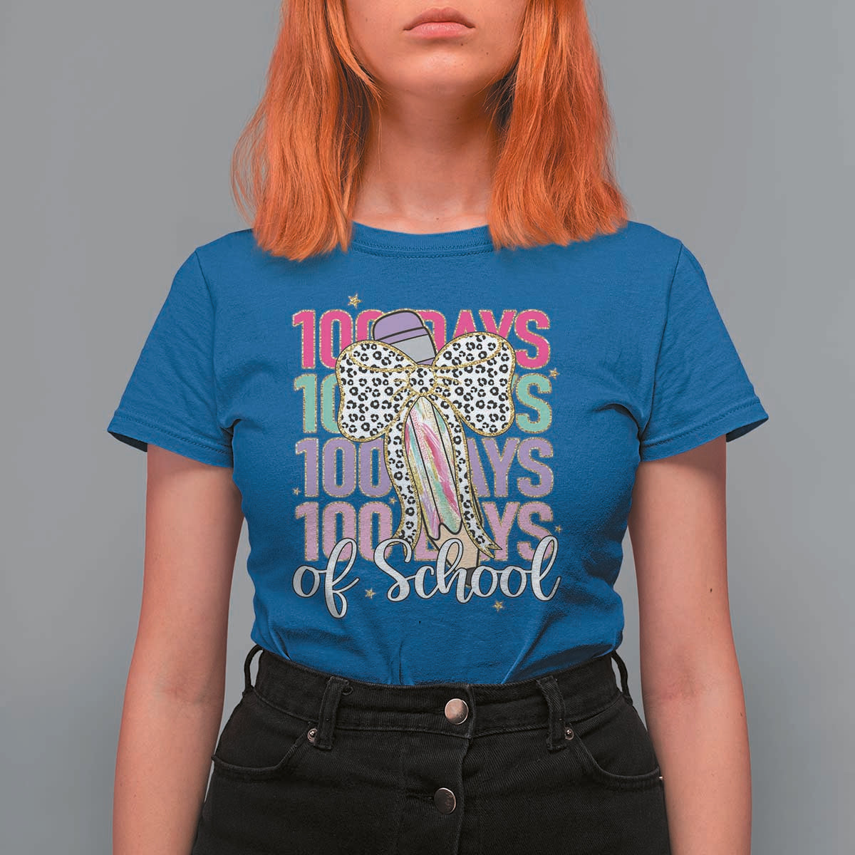 Retro Coquette 100 Days Of School T Shirt For Women for Schoolgirls Teacher