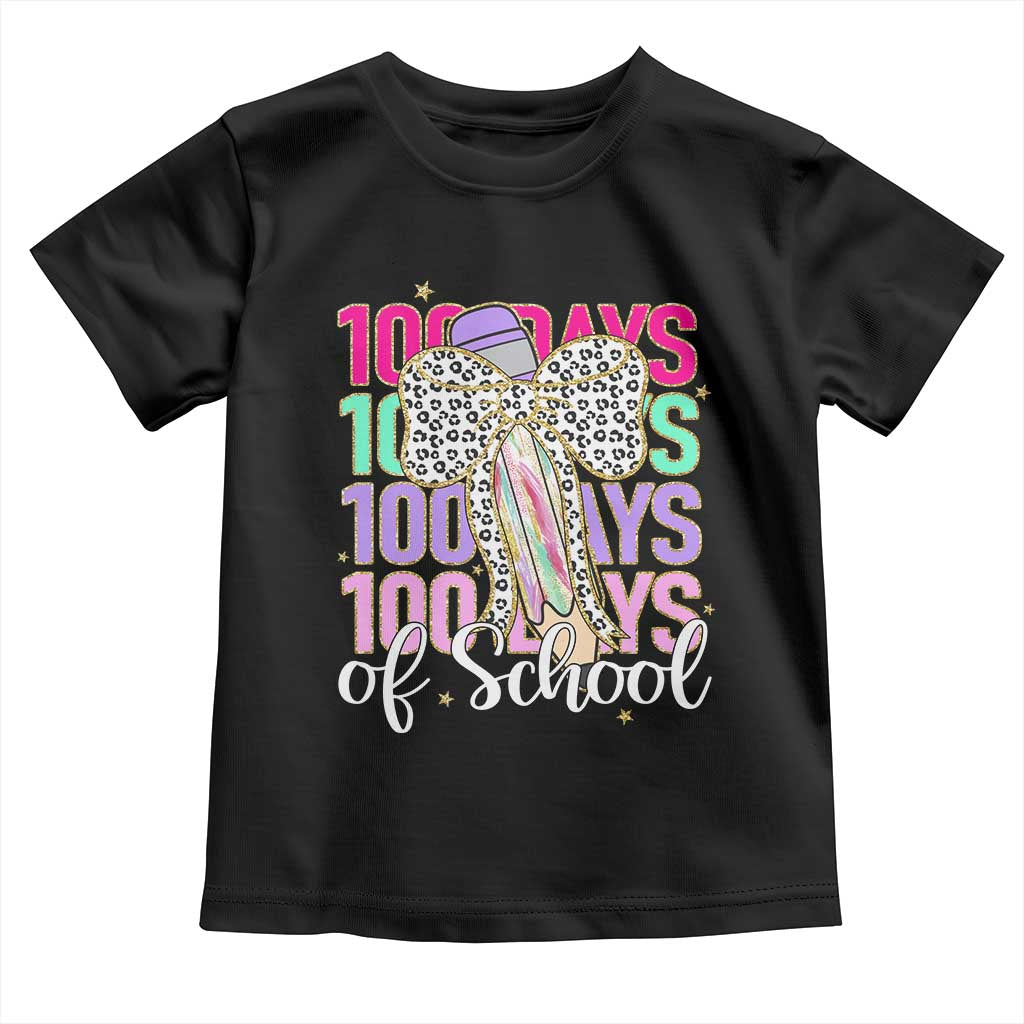 Retro Coquette 100 Days Of School Toddler T Shirt for Schoolgirls Teacher