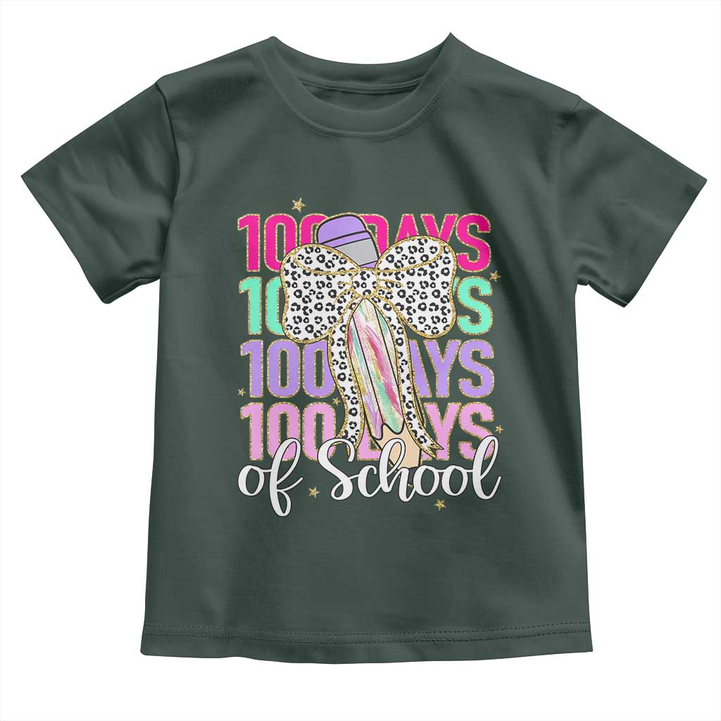 Retro Coquette 100 Days Of School Toddler T Shirt for Schoolgirls Teacher