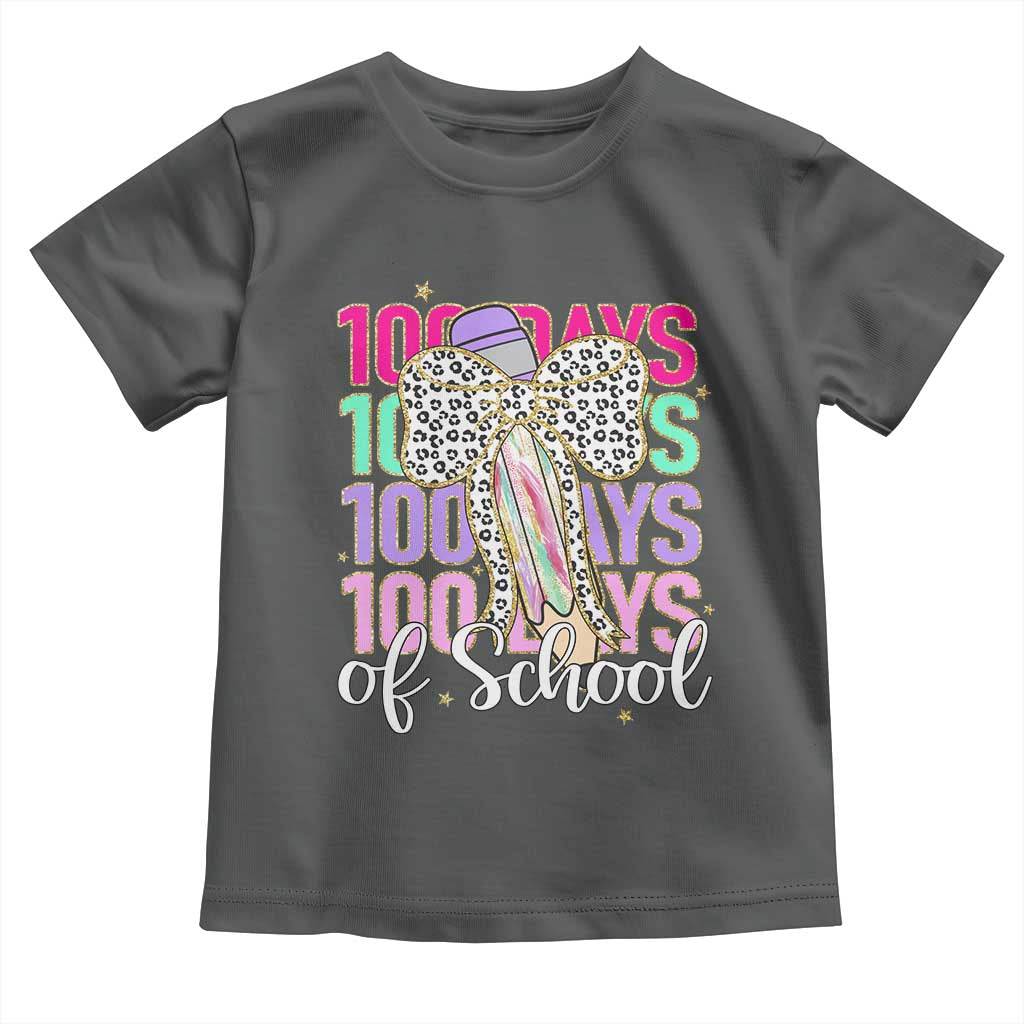 Retro Coquette 100 Days Of School Toddler T Shirt for Schoolgirls Teacher