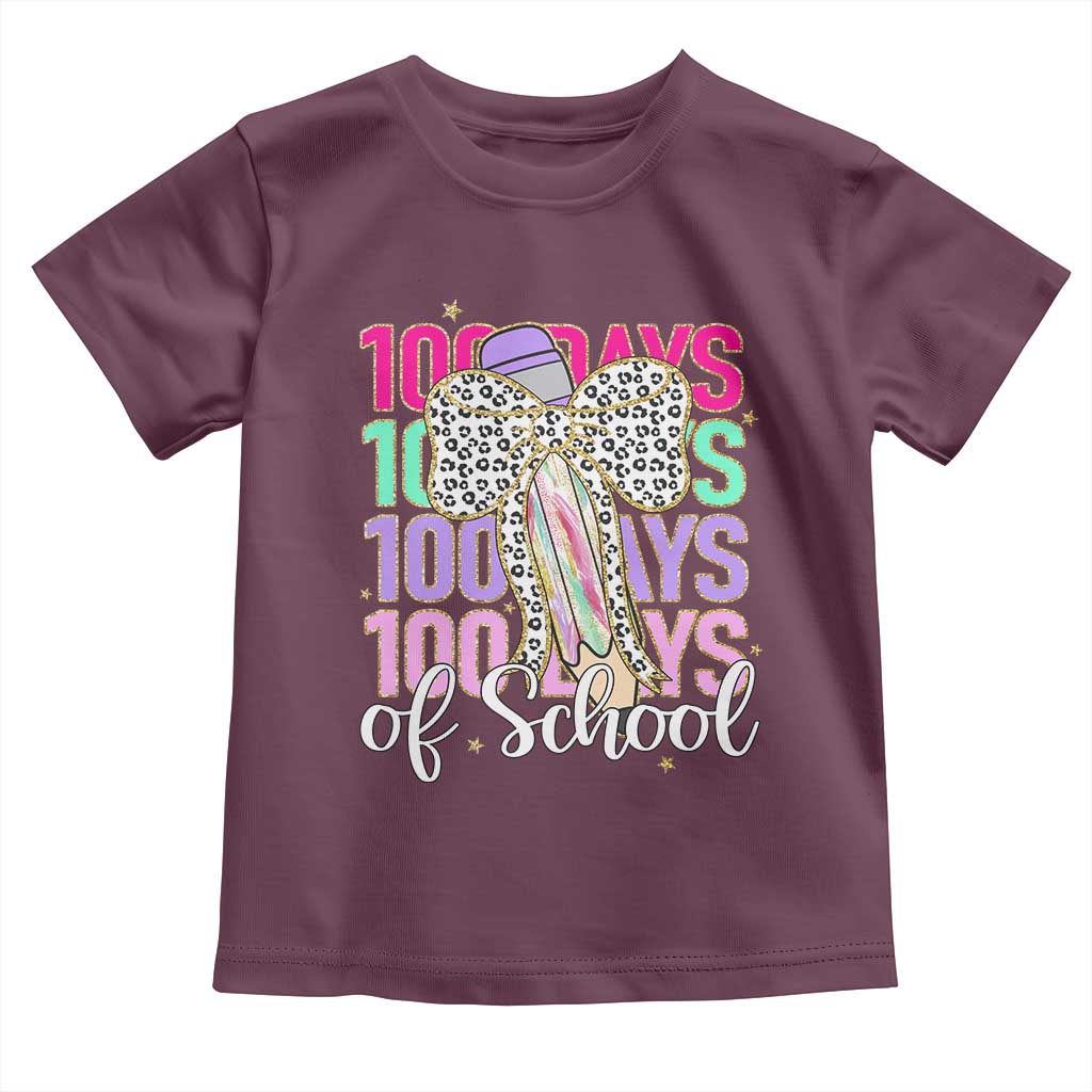 Retro Coquette 100 Days Of School Toddler T Shirt for Schoolgirls Teacher