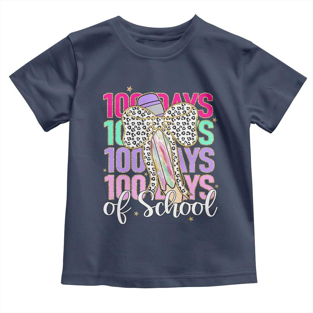 Retro Coquette 100 Days Of School Toddler T Shirt for Schoolgirls Teacher