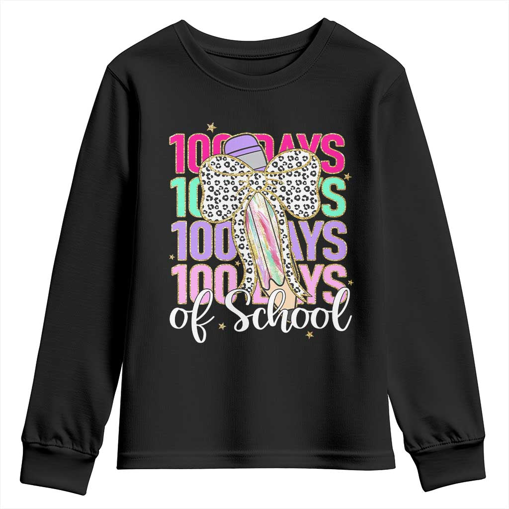 Retro Coquette 100 Days Of School Youth Sweatshirt for Schoolgirls Teacher
