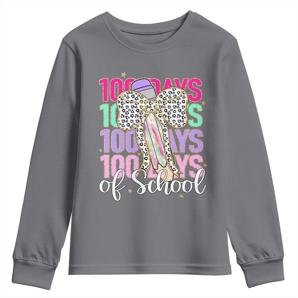 Retro Coquette 100 Days Of School Youth Sweatshirt for Schoolgirls Teacher