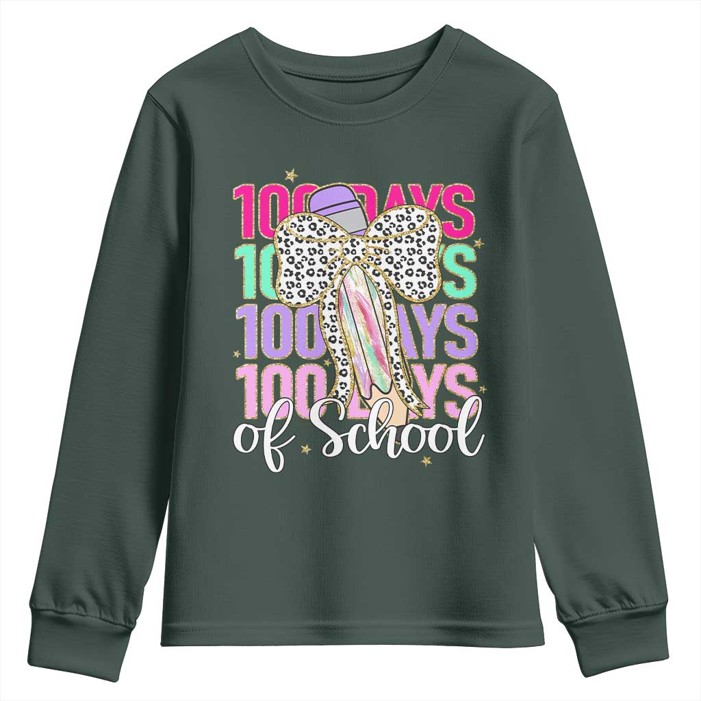 Retro Coquette 100 Days Of School Youth Sweatshirt for Schoolgirls Teacher