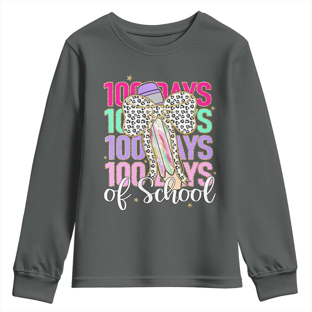 Retro Coquette 100 Days Of School Youth Sweatshirt for Schoolgirls Teacher
