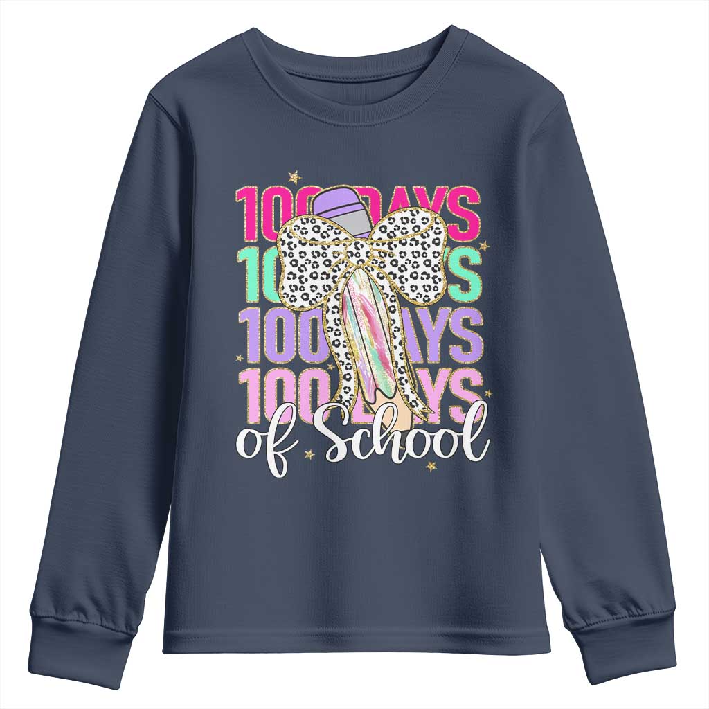 Retro Coquette 100 Days Of School Youth Sweatshirt for Schoolgirls Teacher