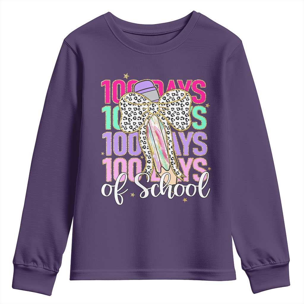 Retro Coquette 100 Days Of School Youth Sweatshirt for Schoolgirls Teacher