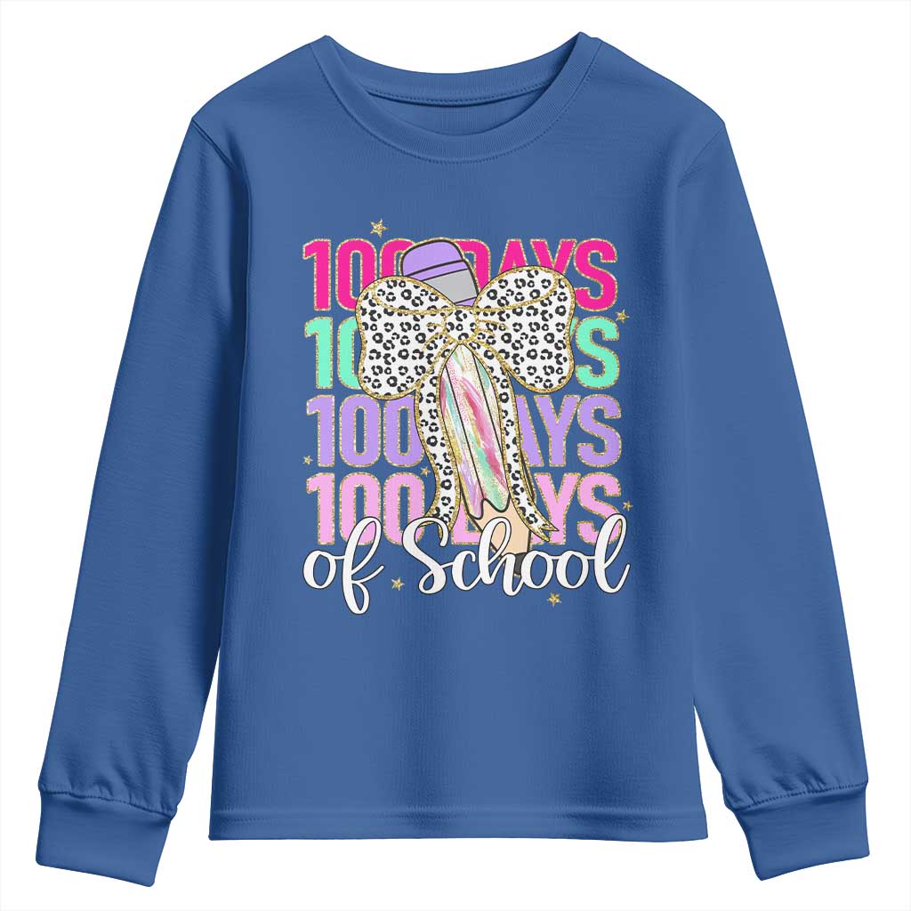 Retro Coquette 100 Days Of School Youth Sweatshirt for Schoolgirls Teacher