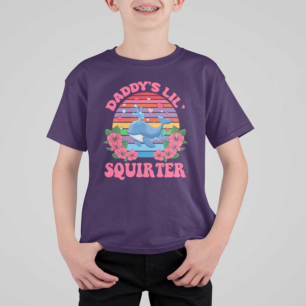 Funny Daddy's Lil Squirter T Shirt For Kid Cute Whale Inappropriate Embarrassing Adult Joke