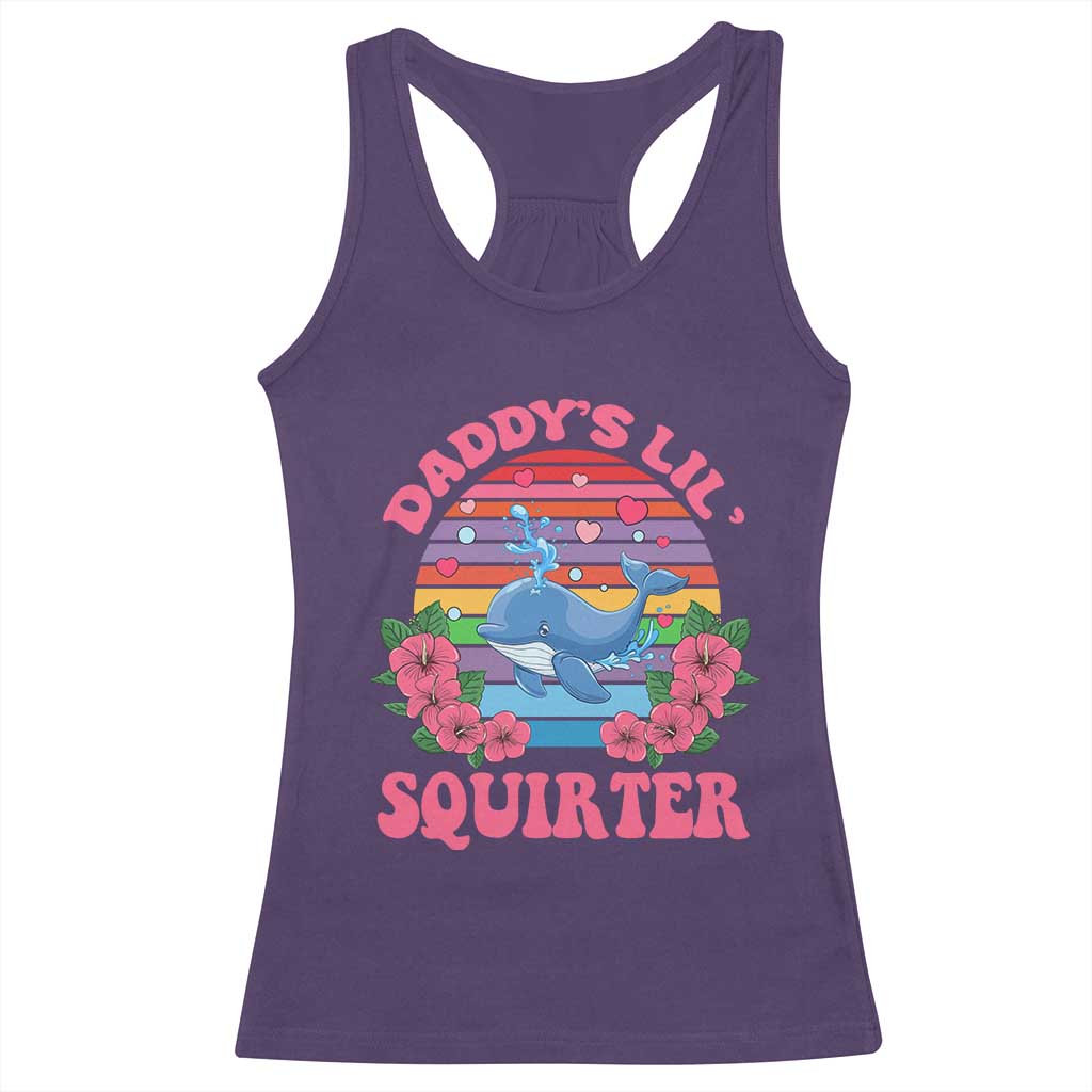 Funny Daddy's Lil Squirter Racerback Tank Top Cute Whale Inappropriate Embarrassing Adult Joke
