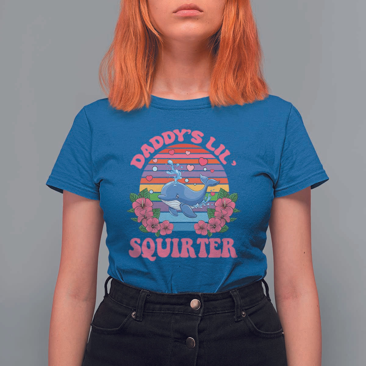 Funny Daddy's Lil Squirter T Shirt For Women Cute Whale Inappropriate Embarrassing Adult Joke