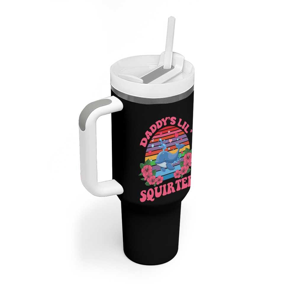 Funny Daddy's Lil Squirter Tumbler With Handle Cute Whale Inappropriate Embarrassing Adult Joke