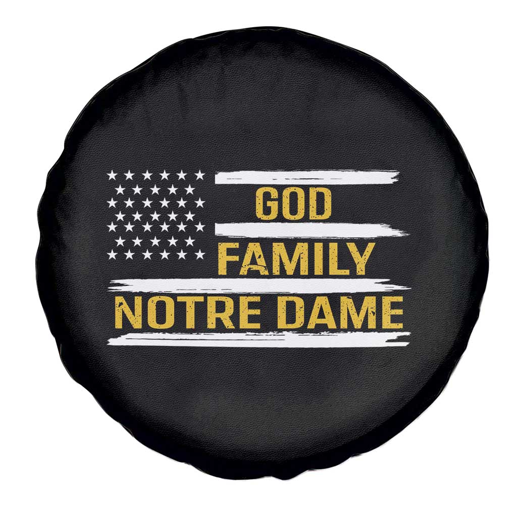 God Family Notre Dame Spare Tire Cover Indiana Fighting Irish Patriotic American Flag