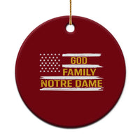 God Family Notre Dame Ceramic Ornament Indiana Fighting Irish Patriotic American Flag - Wonder Print Shop