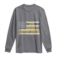 God Family Notre Dame Long Sleeve Shirt Indiana Fighting Irish Patriotic American Flag