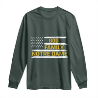 God Family Notre Dame Long Sleeve Shirt Indiana Fighting Irish Patriotic American Flag
