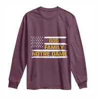 God Family Notre Dame Long Sleeve Shirt Indiana Fighting Irish Patriotic American Flag