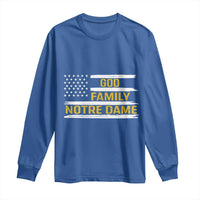 God Family Notre Dame Long Sleeve Shirt Indiana Fighting Irish Patriotic American Flag