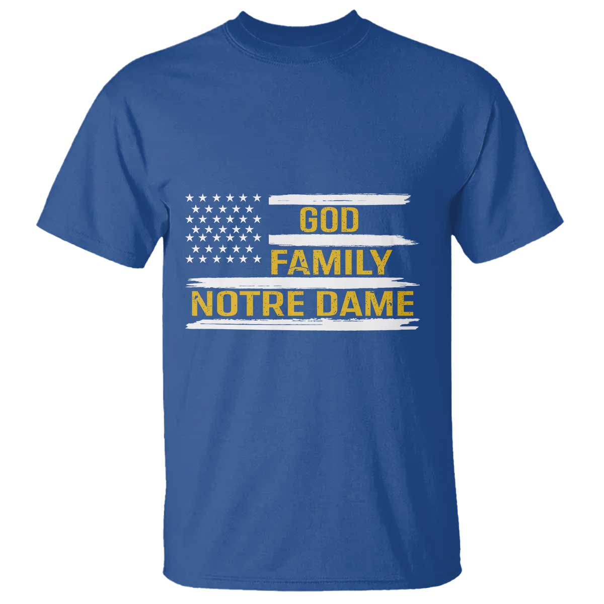 God Family Notre Dame T Shirt Indiana Fighting Irish Patriotic American Flag