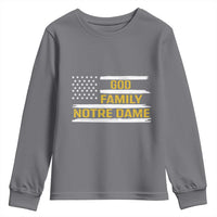 God Family Notre Dame Youth Sweatshirt Indiana Fighting Irish Patriotic American Flag
