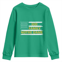 God Family Notre Dame Youth Sweatshirt Indiana Fighting Irish Patriotic American Flag