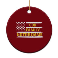 God Family Notre Dame Ceramic Ornament Indiana Fighting Irish Shamrock American Flag - Wonder Print Shop