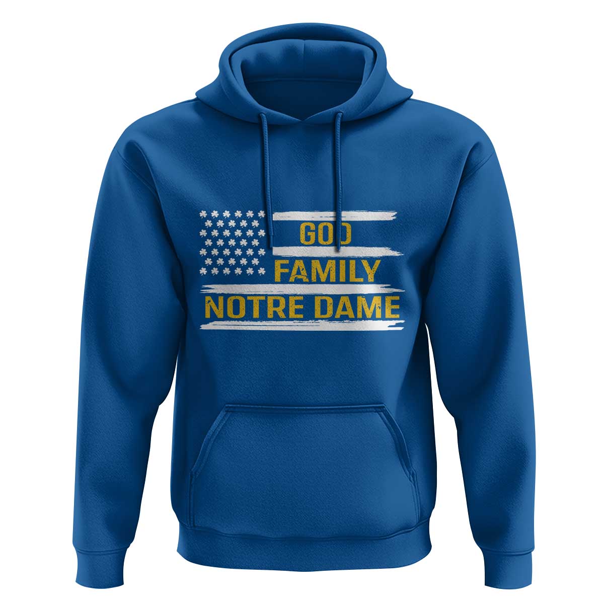 God Family Notre Dame Hoodie Indiana Fighting Irish Shamrock American Flag