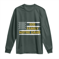 God Family Notre Dame Long Sleeve Shirt Indiana Fighting Irish Shamrock American Flag