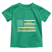 God Family Notre Dame Toddler T Shirt Indiana Fighting Irish Shamrock American Flag
