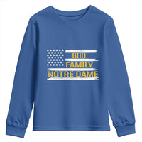 God Family Notre Dame Youth Sweatshirt Indiana Fighting Irish Shamrock American Flag