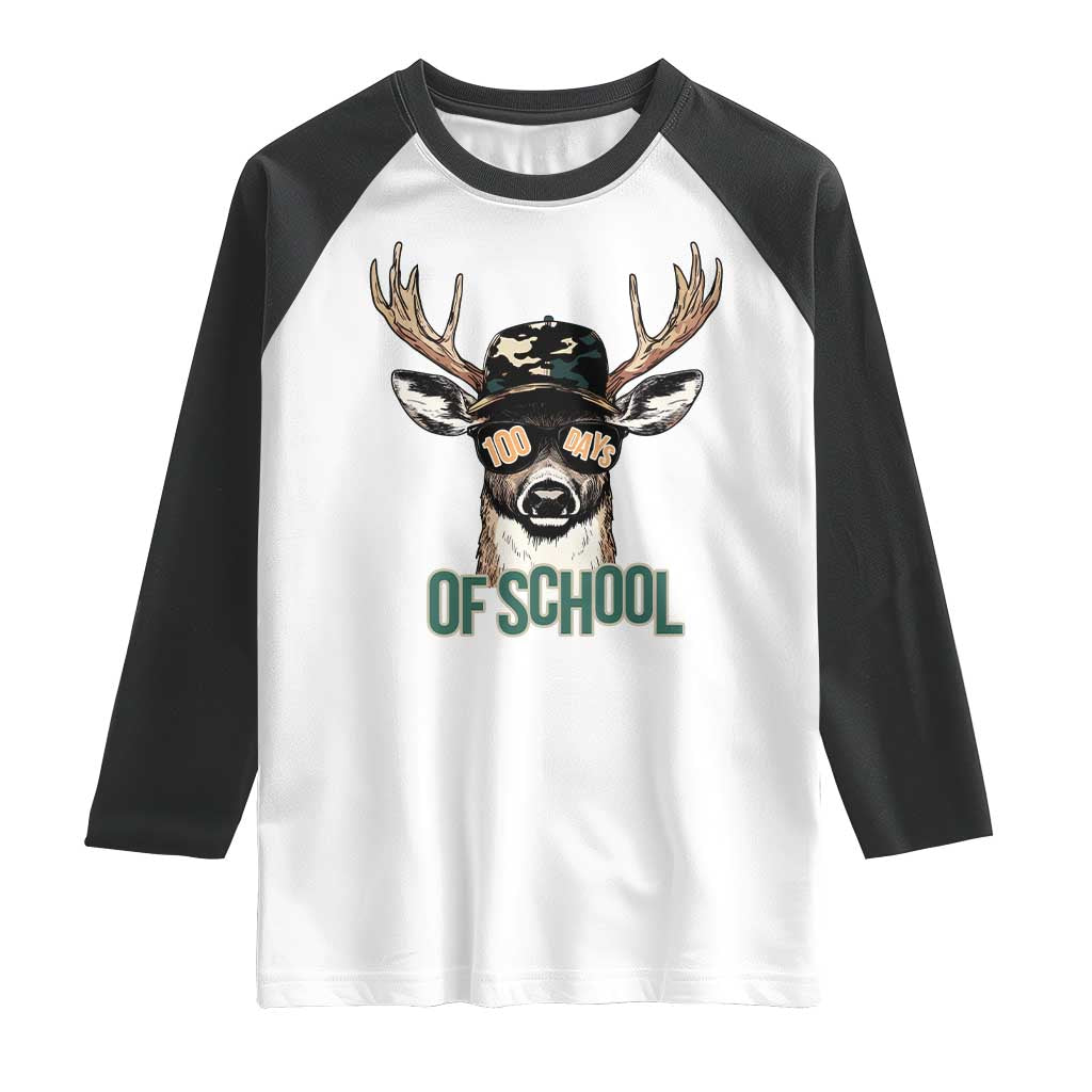 Bucked' 100 Days Of School Raglan Shirt Deer Student Boy Girls 100th Day