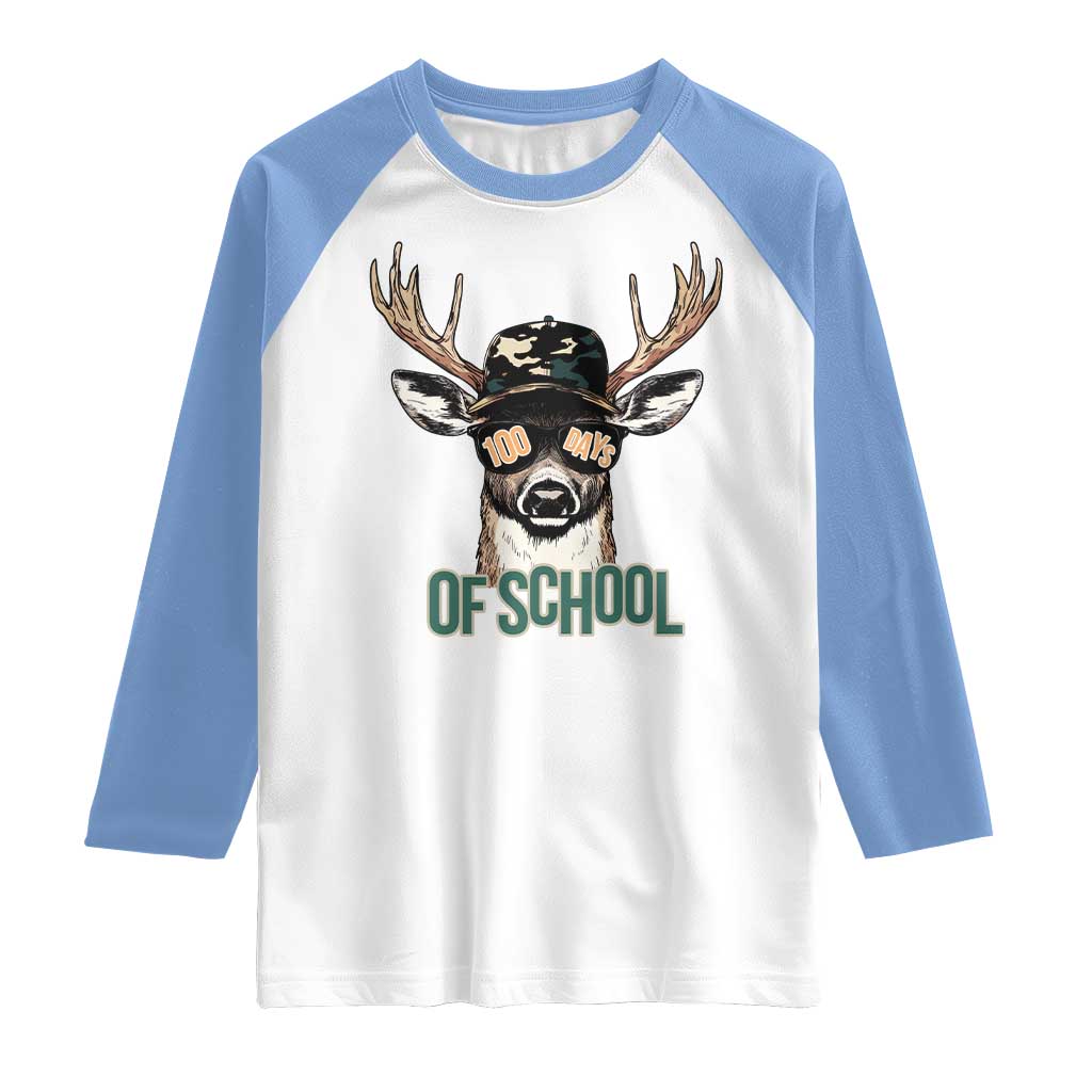 Bucked' 100 Days Of School Raglan Shirt Deer Student Boy Girls 100th Day
