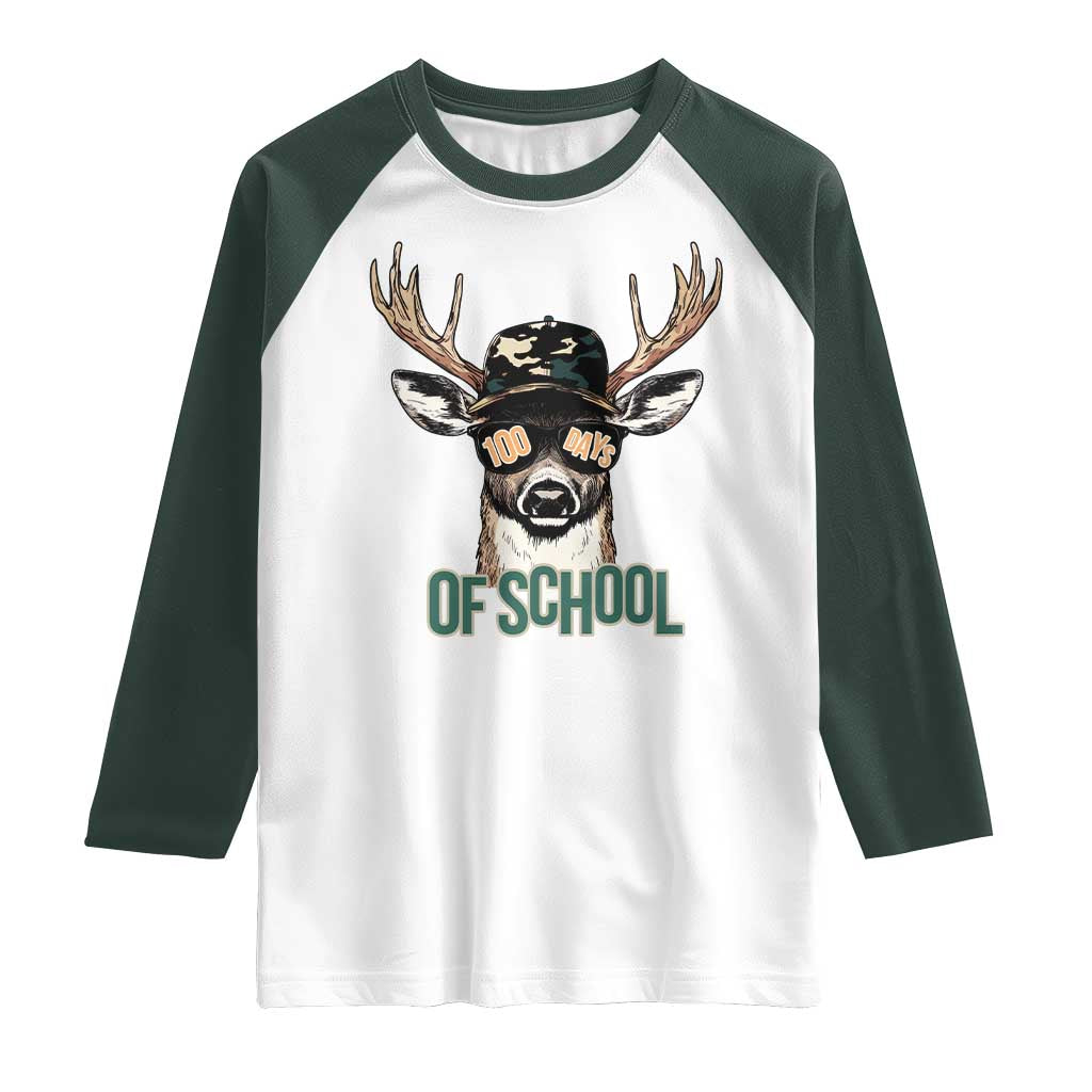Bucked' 100 Days Of School Raglan Shirt Deer Student Boy Girls 100th Day
