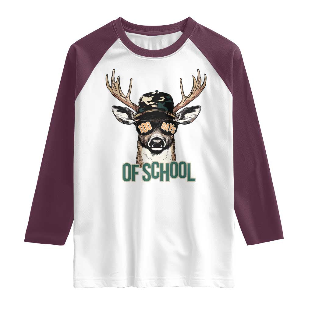 Bucked' 100 Days Of School Raglan Shirt Deer Student Boy Girls 100th Day