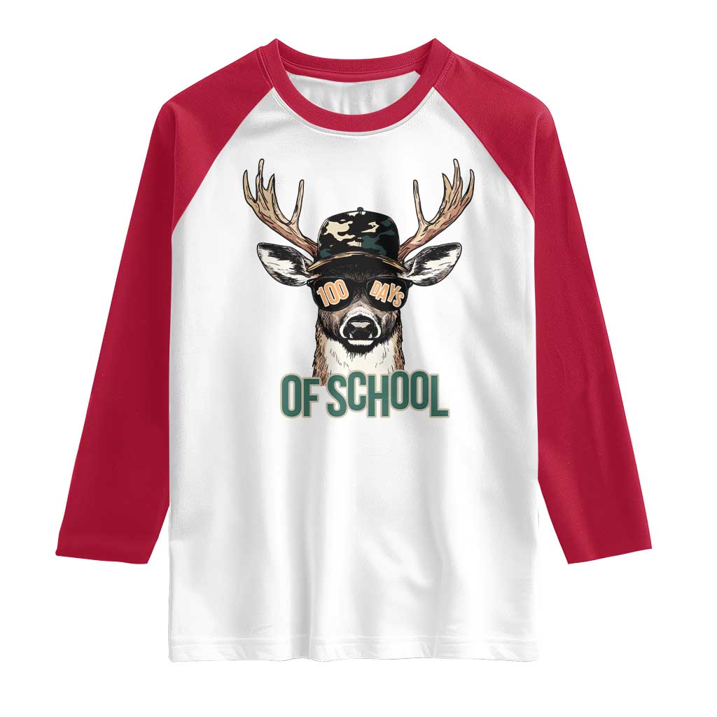 Bucked' 100 Days Of School Raglan Shirt Deer Student Boy Girls 100th Day