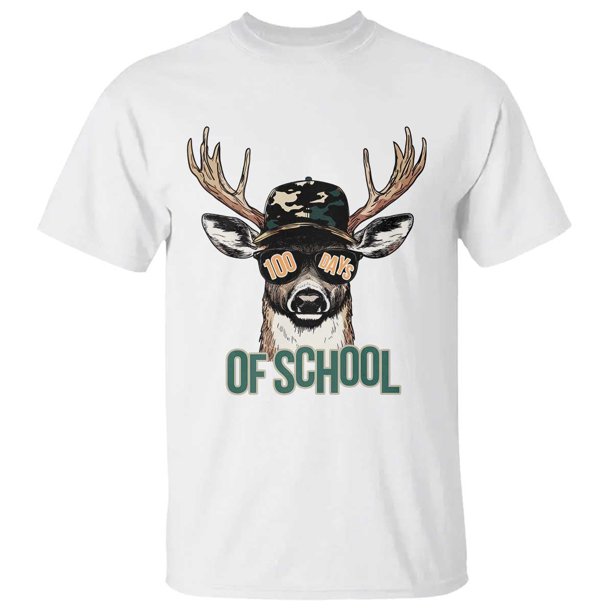 Bucked' 100 Days Of School T Shirt Deer Student Boy Girls 100th Day