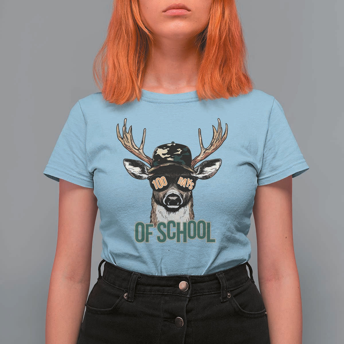 Bucked' 100 Days Of School T Shirt For Women Deer Student Boy Girls 100th Day