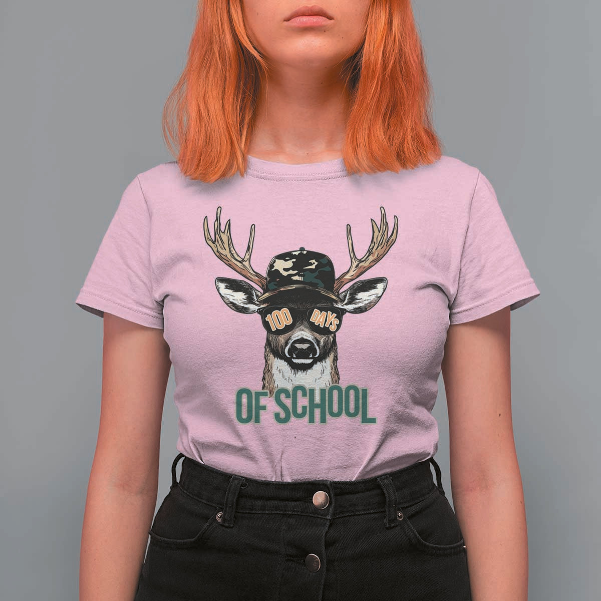 Bucked' 100 Days Of School T Shirt For Women Deer Student Boy Girls 100th Day