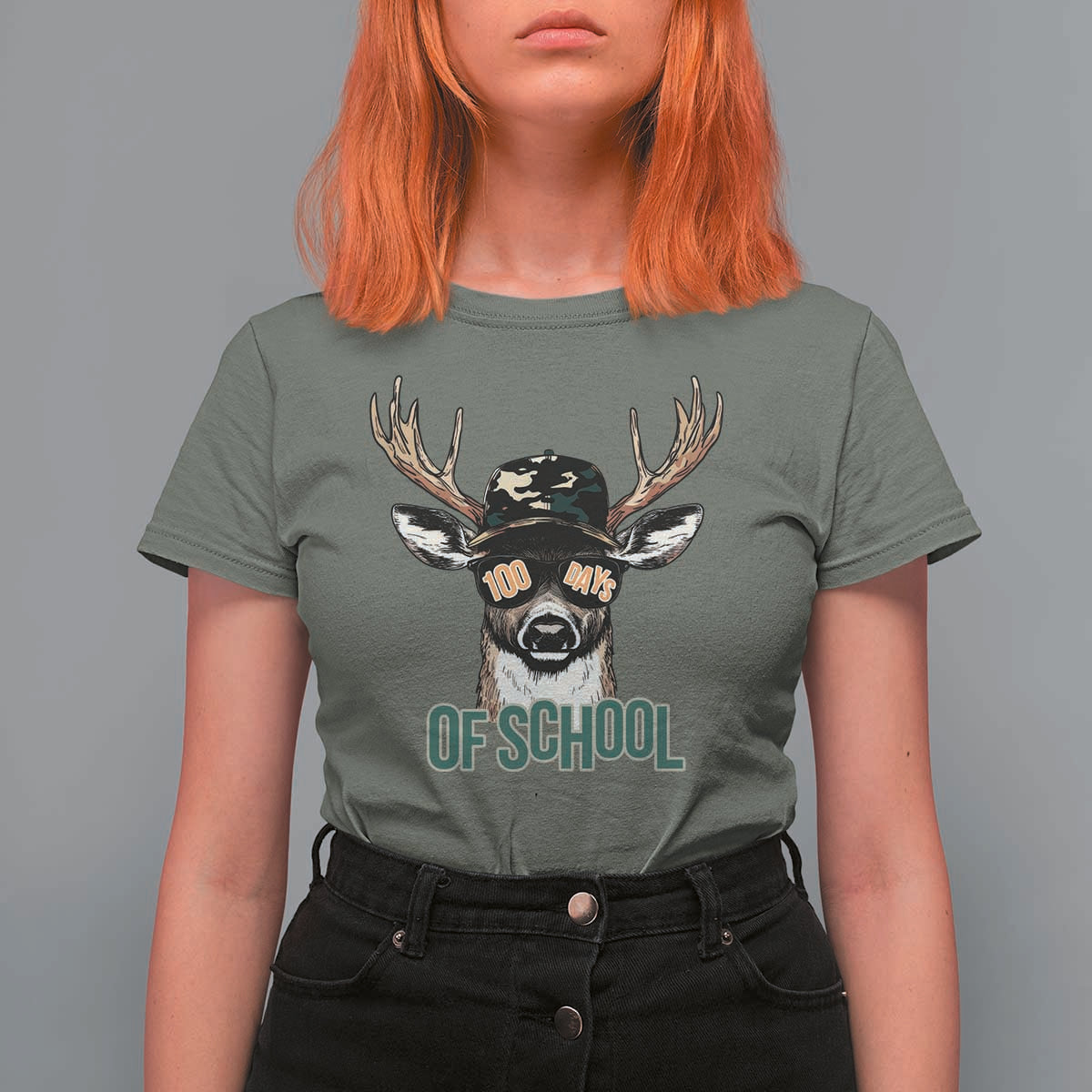 Bucked' 100 Days Of School T Shirt For Women Deer Student Boy Girls 100th Day